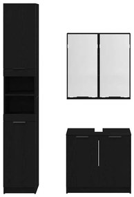 vidaXL Fürdőszobai Szekrény Szett polcokkal 3 pcs Fekete tölgy Faanyag