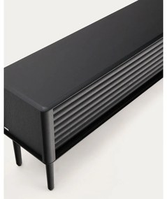 Fekete TV-állvány tölgyfa dekorral 200x57x35 cm Lenon – Kave Home