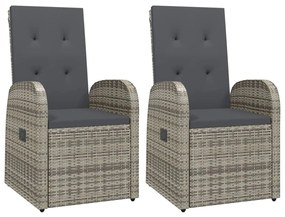 3 részes szürke polyrattan kerti étkezőgarnitúra párnával