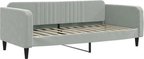 vidaXL világosszürke bársony kanapéágy 90 x 200 cm