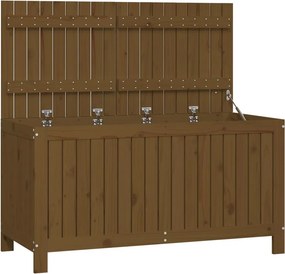 vidaXL mézbarna tömör fenyőfa kerti tárolóláda 121x55x64 cm