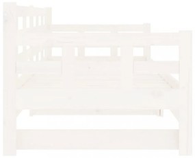 fehér tömör fenyőfa kihúzható kanapéágy 2 x (80 x 200) cm