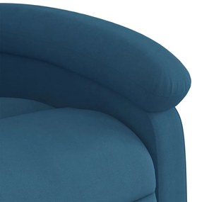 kék bársony felállást segítő dönthető masszázsfotel