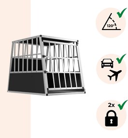 BRUNO kutyaszállító box, 66x90x72cm, ezüst/fekete Jurhan