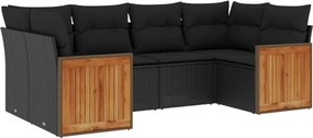 vidaXL 6 részes fekete polyrattan kerti ülőgarnitúra párnákkal