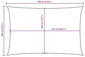 terrakotta téglalap alakú oxford-szövet napvitorla 4 x 7 m