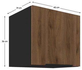 Felső konyhaszekrény Monzesa 40 GU 36 1F (okapi dió + fekete) . 1097089