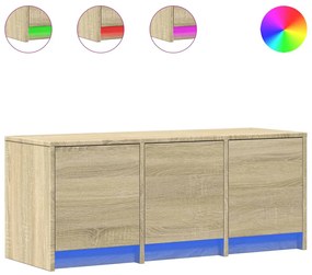 sonoma tölgy színű szerelt fa TV-szekrény LED-del 97x34x40 cm