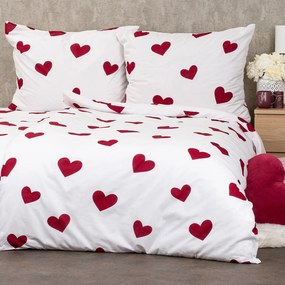 4Home Red Hearts pamut ágyneműhuzat, 140 x 220 cm, 70 x 90 cm, 140 x 220 cm, 70 x 90 cm