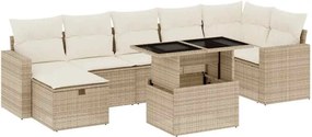 vidaXL 8 részes bézs polyrattan kerti ülőgarnitúra párnával