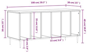 füstös tölgy színű szerelt fa hanglemezszekrény 100x38x48 cm