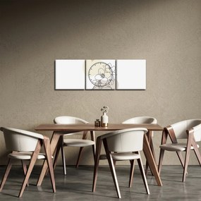 Kép - Bézs virágok pillangóval N⁰3 (órával) (90x30 cm)