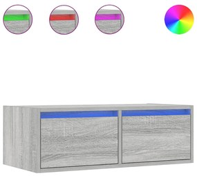 TV-szekrény LED-es világítással szürke sonoma 75x35,5x25 cm