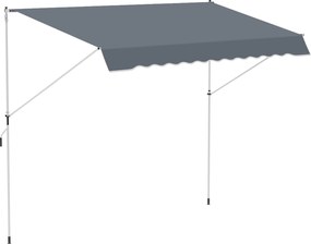 Outsunny 4x1,2m Retractable Arm Napernyő, Kültéri Napernyő Alumínium Crankkal és 180gsm Poliészter Szövettel, Kerthez, Erkélyhez és Teraszhoz, Sötétsz