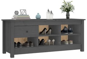 szürke tömör fenyőfa cipősszekrény 110 x 38 x 45,5 cm
