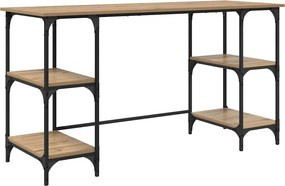 vidaXL Asztal polcokkal Artisan tölgy 140 x 50 x 75 cm Faanyag