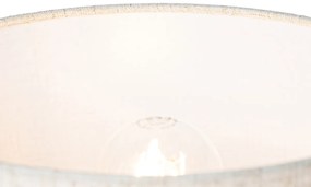 Rusztikus asztali lámpa fa és lenvászon árnyékolóval bézs 25 cm - Mels