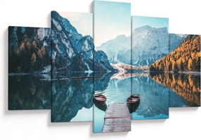 Kép - Csónakok a Braies-tónál (150x105 cm)