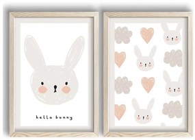 Gyerek kép készlet 2 db-os 38x53 cm Hello Bunny – Wallity