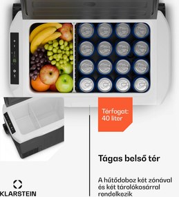 Klarstein PolarForce 37 l kompresszoros hűtődoboz, LCD panel, világítás, off-road, akkumulátorvédelem, 12V/230V