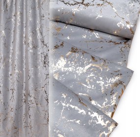 Dekoratív függönyszövet 280 cm, szürke, arany nyomott mintával