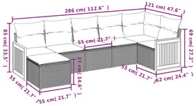 7 részes fekete polyrattan kerti ülőgarnitúra párnával
