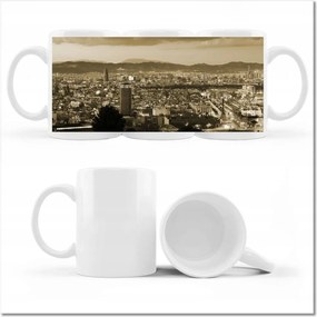 Nyomott mintás bögre Éjszakai felvétel Barcelonából