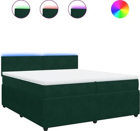 vidaXL sötétzöld bársony rugós ágy matraccal 200x200 cm