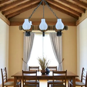 Brilagi - Csillár láncon RUSTIC 6xE14/40W/230V bükkfa