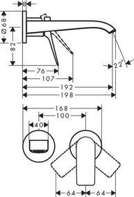 Hansgrohe Vivenis, rejtett mosdócsaptelep, 2 lyukú telepítés, EcoSmart, króm, 75050000