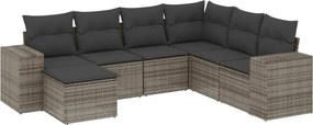 vidaXL 7 részes szürke polyrattan kerti ülőgarnitúra párnákkal