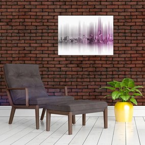 Kép - Panoráma a városra, rózsaszín-szürke (70x50 cm)