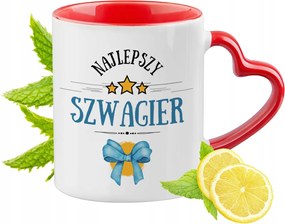 Sógornak Piros Bögre Szív Alakú Füllel Ajándék