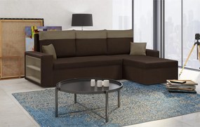 PAVEL Kinyitható sarokkanapé Sötétbarna/világosbarna