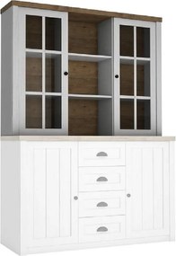 Felsőszekrény komódhoz W2D, vitrines szekrény, sosna Andersen/tölgy lefkas, PROVANCE