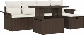 vidaXL Kerti Kanapé Szett párnával tárolóval 6 pcs Barna Poli rattan