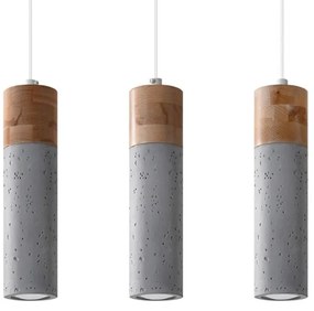 Sollux SL.0967 - Csillár zsinóron ZANE 3xGU10/40W/230V beton/fa