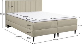 Boxspring ágy, 160x200, bézs, VALENCI