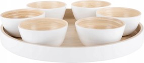 Bambusz Snack Tálak Fehér 6 db tálca Snack Szett