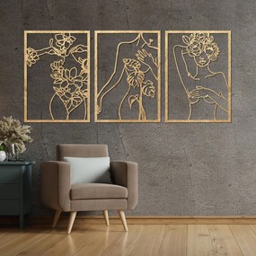 Modern festmény virágos nőkről, háromrészes szett | ELEGANCE