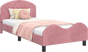 vidaXL Gyerekágy kerettel fejtámlával Rózsaszín 80 x 200 cm Bársony