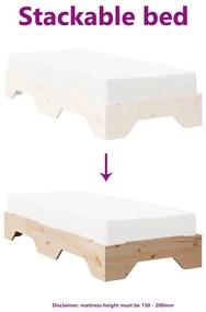 ágy matrac nélkül rakásolható 75x190 cm tömör fa