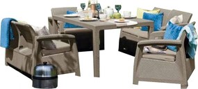 Corfu fiesta set kerti bútor garnitúra, cappuccino színben, homok párnával