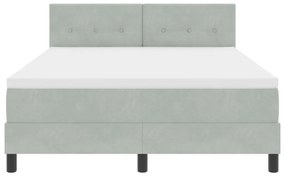 Boxspring Ágy Matrac és LED Fény Szürke 140x200 cm Bársony