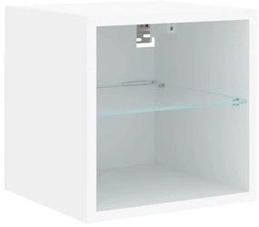 2 db fehér falra szerelhető TV-szekrény LED-ekkel 30x28,5x30 cm