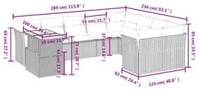 10 részes fekete polyrattan kerti ülőgarnitúra párnákkal