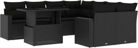 vidaXL 9 részes fekete polyrattan kerti ülőgarnitúra párnákkal