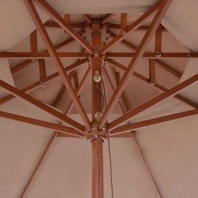 tópszínű kétszintes napernyő fa rúddal 270 cm