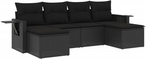 vidaXL 6 részes fekete polyrattan kerti ülőgarnitúra párnákkal
