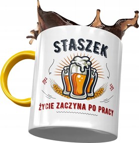 Sárga bögre Stanislaw Staszek Kollégáknak Ajándék Nyomtatott Fotóval